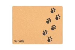 SCRUFFS Dessous de gamelle coloris marron en liège motifs pattes – 40 x 30 cm
