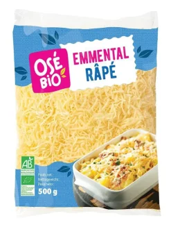 Discount OSE BIO Emmental râpé Sachet plastique 500 g