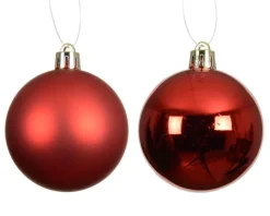 KAEMINGK Ensemble de 12 boules en plastique recyclé rouge brillant et mat - Ø 6 cm