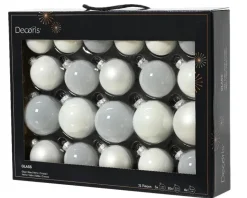 New KAEMINGK Ensemble de 21 boules en verre émaillé et mat blanc d’hiver - Ø 7 cm