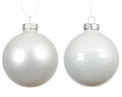 Clearance KAEMINGK Ensemble de 6 boules en verre émaillé et mat blanc d’hiver - Ø 8 cm