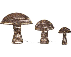 Sale KAEMINGK Ensemble de 3 champignons en résine marron à 270 micro-LED blanc orangé pour extérieur - Ø 50 x H 45 cm