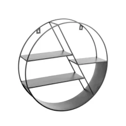 Online Etagère murale ronde 3 plateaux coloris noir en métal - 62 x 15 x 62 cm