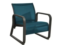 Fauteuil lounge Quenza II graphité bleu en aluminium - PROLOISIRS