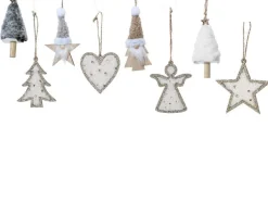 Hot KAEMINGK Figurine en contreplaqué à paillettes et corde naturelle à suspendre - 5,5 x 10,5 x 2 cm