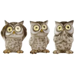 Sale LUMINEO Figurine lumineuse de chouette en polyrésine à énergie solaire - 10 x 8 x 13 cm