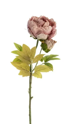 NATURALYS Fleur artificielle en papier tige de pivoine coloris rose - H 62 cm