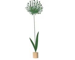 KAEMINGK Fleur en fer vert sur support en bois - 18,5 x 5,5 x 65 cm