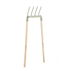 Clearance BOTANIC® Fourche écologique à 4 dents en métal vert amande et manche bois
