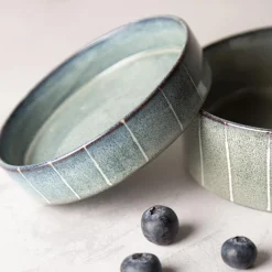 SCRUFFS Gamelle pour chat en grès coloris gris avec rayures Reactive Glaze - 13 x 13 x 3 cm