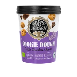 HAPPY MRS JERSEY Glace vanille avec pâte à cookie bio en pot Cookie dough - 480 ml