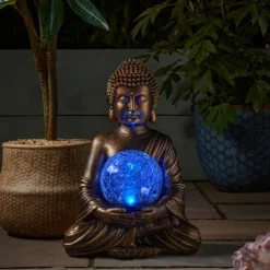 SMART GARDEN Globe solaire Buddha coloris transparent effet blanc froid Smartgarden - 36,5 x 26 x 22 cm