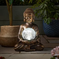 SMART GARDEN Globe solaire Buddha coloris transparent effet blanc froid Smartgarden - 36,5 x 26 x 22 cm