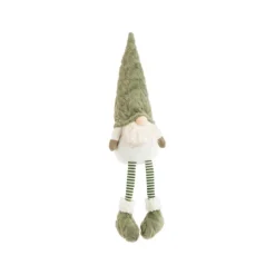 Discount Gnome blanc assis avec bonnet vert et jambes flexibles Gus - 66 cm