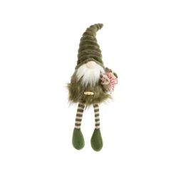 Discount Gnome vert et brun avec hotte en jute et jambes flexibles - 46 cm