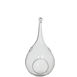 Hot Goutte d’ornement moyen modèle en verre transparent Ø 12 x H 24 cm