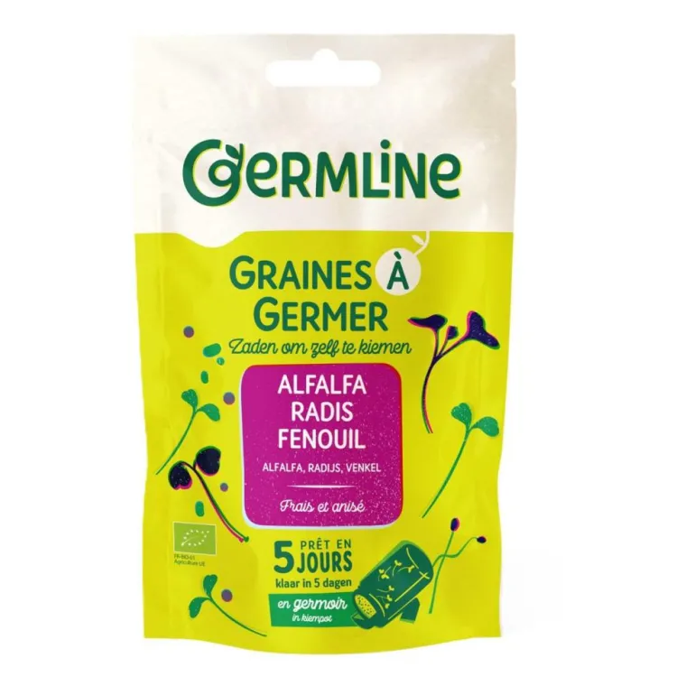 Sale GERMLINE Graines à germer bio alfa, radis, fenouil - 150 g
