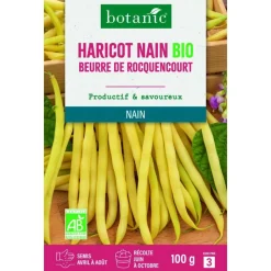 Clearance BOTANIC® Graines d'haricot nain beurre de rocquencourt bio - graines à semer 100 g