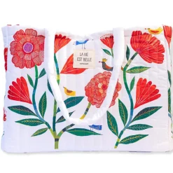 Best ÉDITIONS CARTES D'ART Grand cabas matelassé Cartesdart Pivoines - 46 x 15 x 36 cm