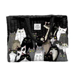 Discount CARTES D'ART Grand cabas matelassé en coton coloris multicolore photo matou - 46 x 36 x 15 cm