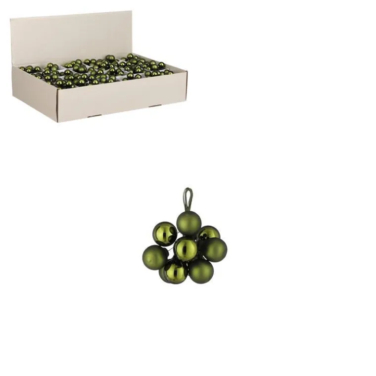 Outlet EDELMAN Grappe de boules de Noël en verre vert foncé sur fil - Ø 2 cm