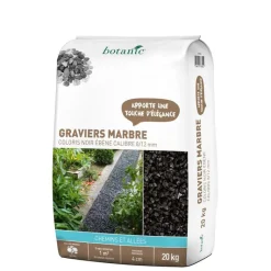 BOTANIC® Graviers de marbre noir ébène calibre 8 à 12 mm en sac de 20 kg