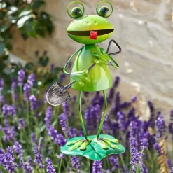 Discount SMART GARDEN Grenouille Barmy décorative en piquet pour extérieur coloris vert en métal Smartgarden - 82,5 x 9,5 x 8,5 cm