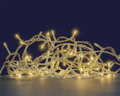 New BLACHÈRE ILLUMINATION Guirlande lumineuse à 48 LED blanc chaud et câble argent avec timer Flicker Light® sur piles - 6 m