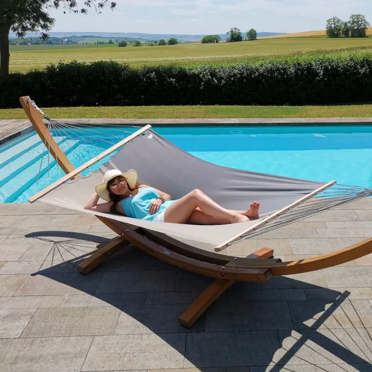 JOBEK Hamac coloris anthracite taupe en polypropylène Hamac Kouple - 350 x 140 cm