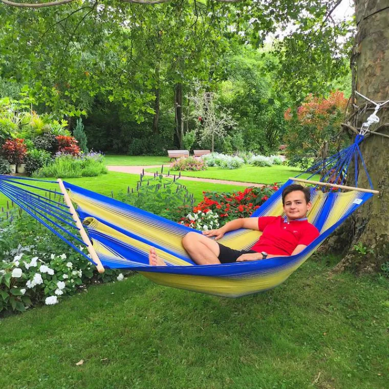 Best JOBEK Hamac coloris bleu or certifié FSC® Hamacs - 300 x 100 cm