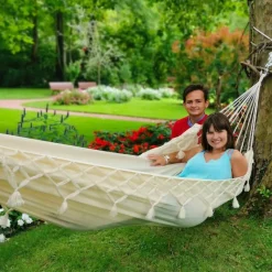 Outlet JOBEK Hamac coloris écru à franges en polypropylène Hamac Kocon - 340 x 140 cm