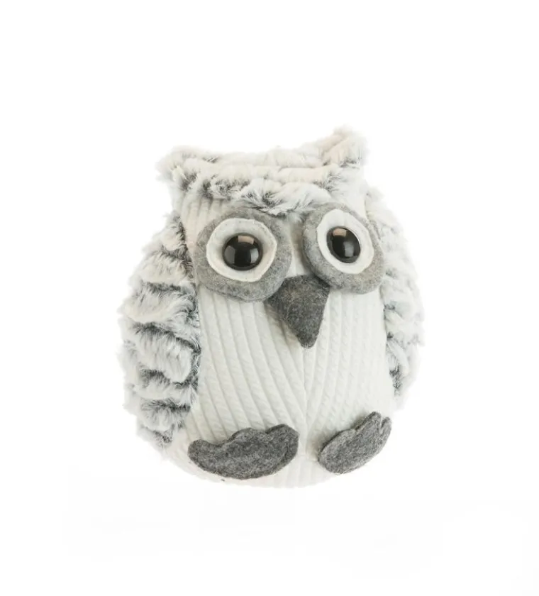 Online Hibou debout en peluche de couleur naturelle - 13 x 13 x 11 cm