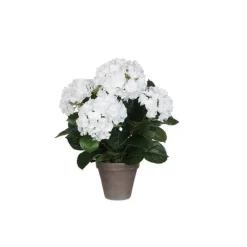 Online Hortensia blanc fleur artificielle en pot Stan gris H 45 x Ø 45 cm cm