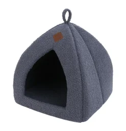 New WOUAPY Igloo pour chat gris Teddy petit modèle - 35 x 35 x 38 cm