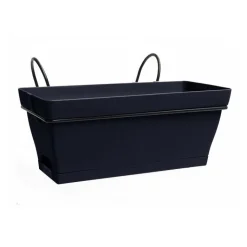 Clearance EDA Jardinière avec soucoupe clipsée en plastique recyclé et support anthracite Poetic Babyroméo - 28 x 16 x 10 cm