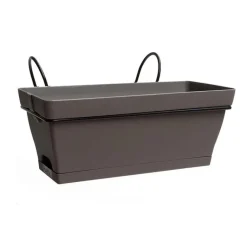 New POETIC Jardinière Babyroméo + soucoupe clipsée et support métal Taupe