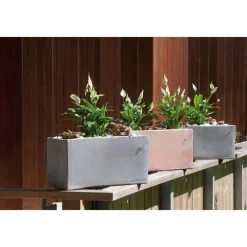 Sale POTERIE GOICOECHEA Jardinière contemporaine en terre grise 40x17x16 cm