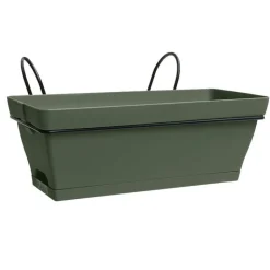 Outlet POETIC Jardinière kaki avec soucoupe clipsée et support Babyroméo - 28 x 16 x 10 cm