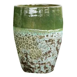 POTERIE DU BOUSQUET Jarre en grès émaillé fait-main coloris vert Léon - Ø 44 x H 56 cm