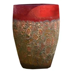 Outlet DECOLINES Jarre en grès émaillé rouge Leon - Ø 33 x H 44 cm