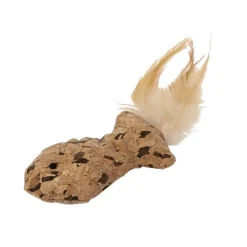 Clearance WOUAPY Jouet pour chat poisson en liège avec plume 17x5 cm