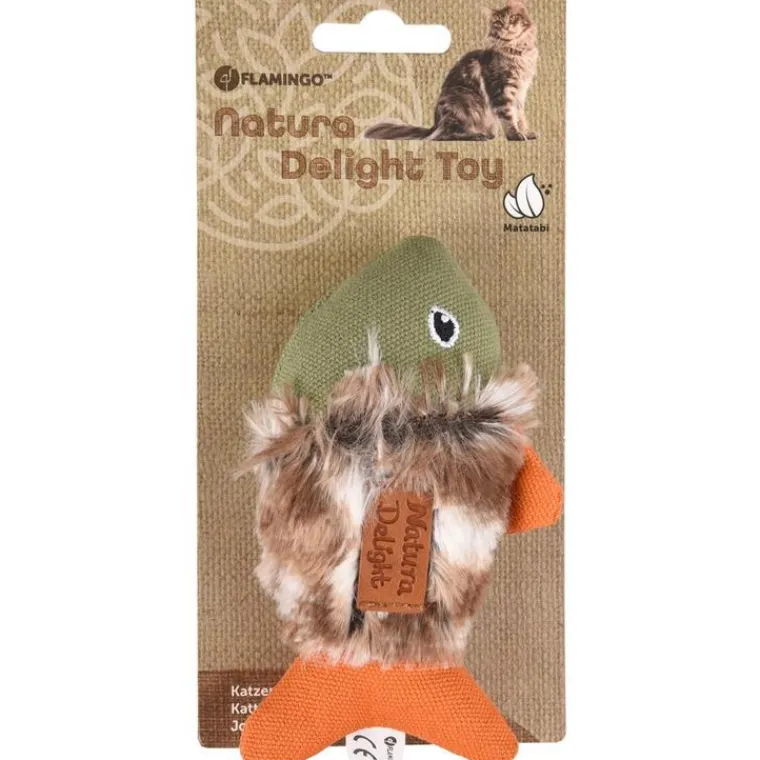 Best FLAMINGO Jouet pour chat vert/orange Natura Delight Poisson - 13 cm
