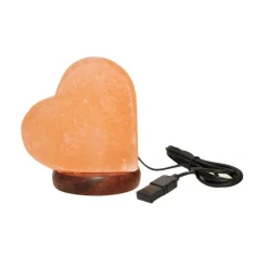 Clearance IDEA LUCE DALLA NATURA Lampe à sel en forme de cœur avec prise USB - 10 cm