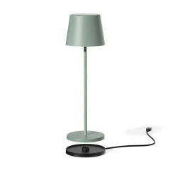 LUMISKY Lampe de table touch sans fil en aluminium vert Kelly Olive - Ø 10 x H 38 cm