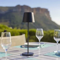Outlet LUMISKY Lampe de table touch sans fil en aluminium noir Kelly Black - Ø 10 x H 38 cm