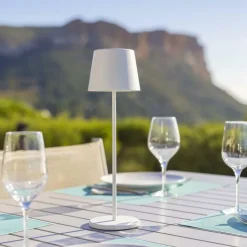 Outlet LUMISKY Lampe de table touch sans fil en aluminium blanc Kelly White - Ø 10 x H 38 cm