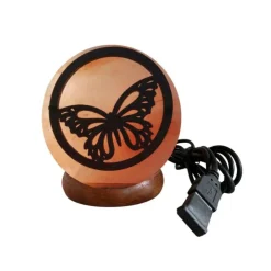 Clearance IDEA FOR PROJECT Lampe USB papillon coloris orange au sel d'Himalaya - 700 g