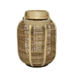 Discount Lanterne coloris beige en toile de jute fait à la main - Ø 19 cm