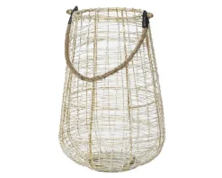 Clearance KAEMINGK Lanterne en fer blanc et or - Ø 21 x H 31 cm