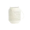New Lanterne en métal émaillé blanc décor frises - Ø 15 x H 18,5 cm